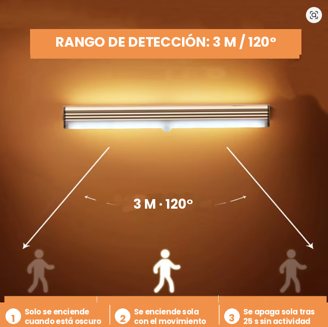 Luz LED con Sensor de Movimiento — Recargable USB-C
